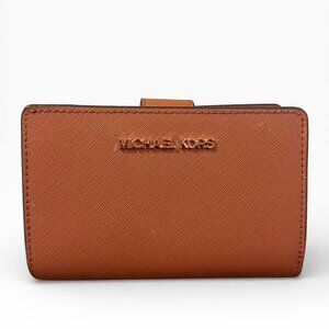 Michael Kors Brown Saffiano Leather Snap Wallet – Good Used